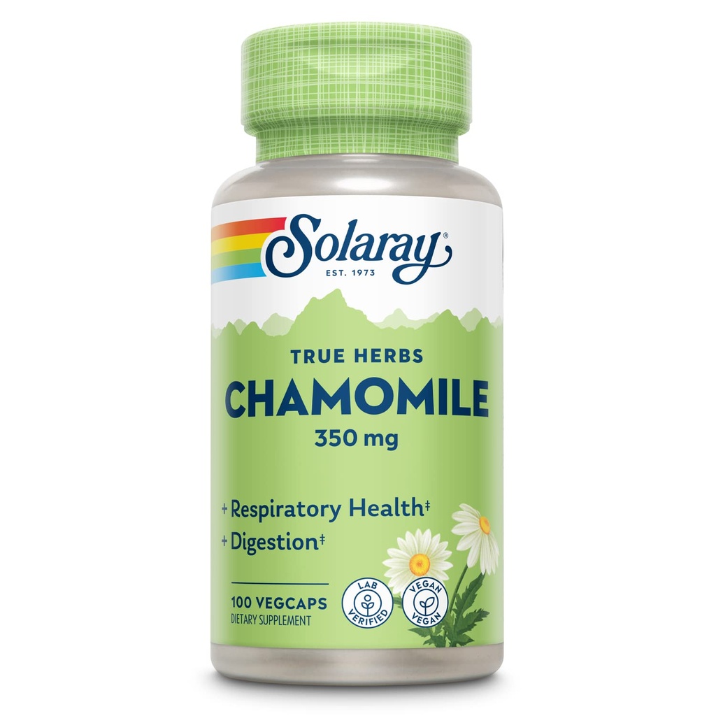 SOLARAY Chamomile, Soothing Support for Digestion, Respiratory Tract and Relaxation, 100 Hizmet, 100 VegCaps