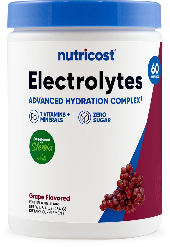 Nutricost Electrolyte Komplek Toz (60 Hizmet, Grape) - Hydration Supplement Drink Mix with Vitamins and Minerals