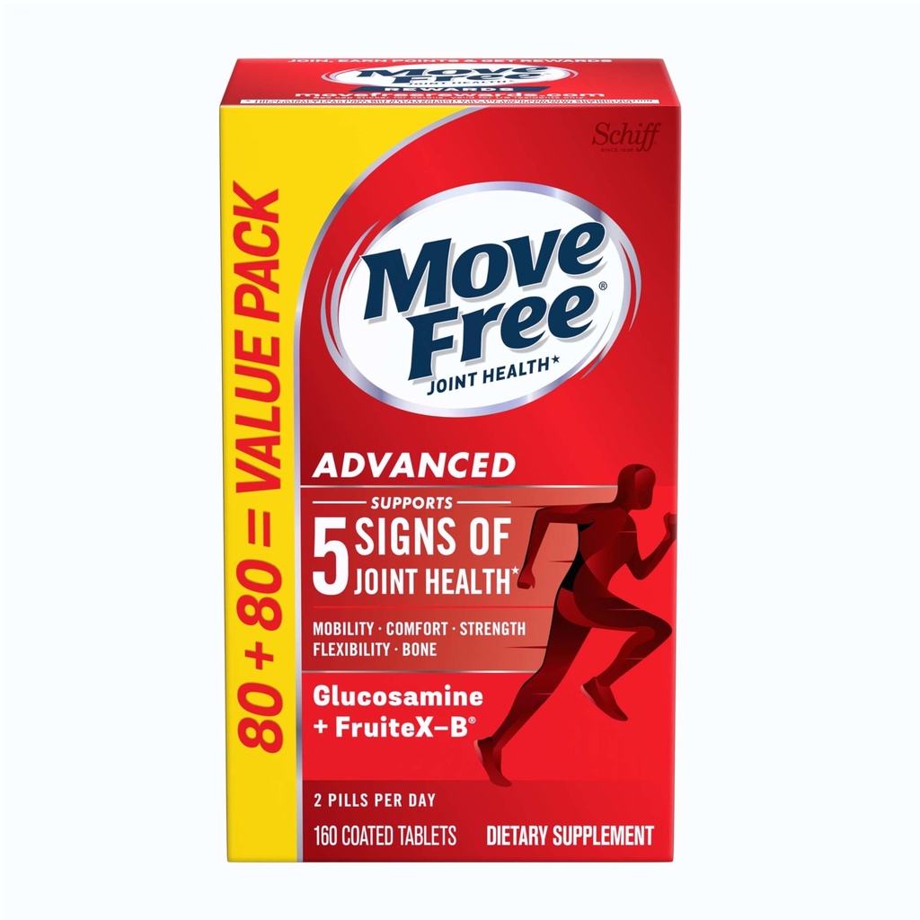 Free Advanced Glucosamine Chondroitin +uba Fructoborate Ortak Destek Tamamını Harekete Geçin, Destek Hareketlilik Flexability & Bone - 160 Tablet (80 hizmet vermektedir)*