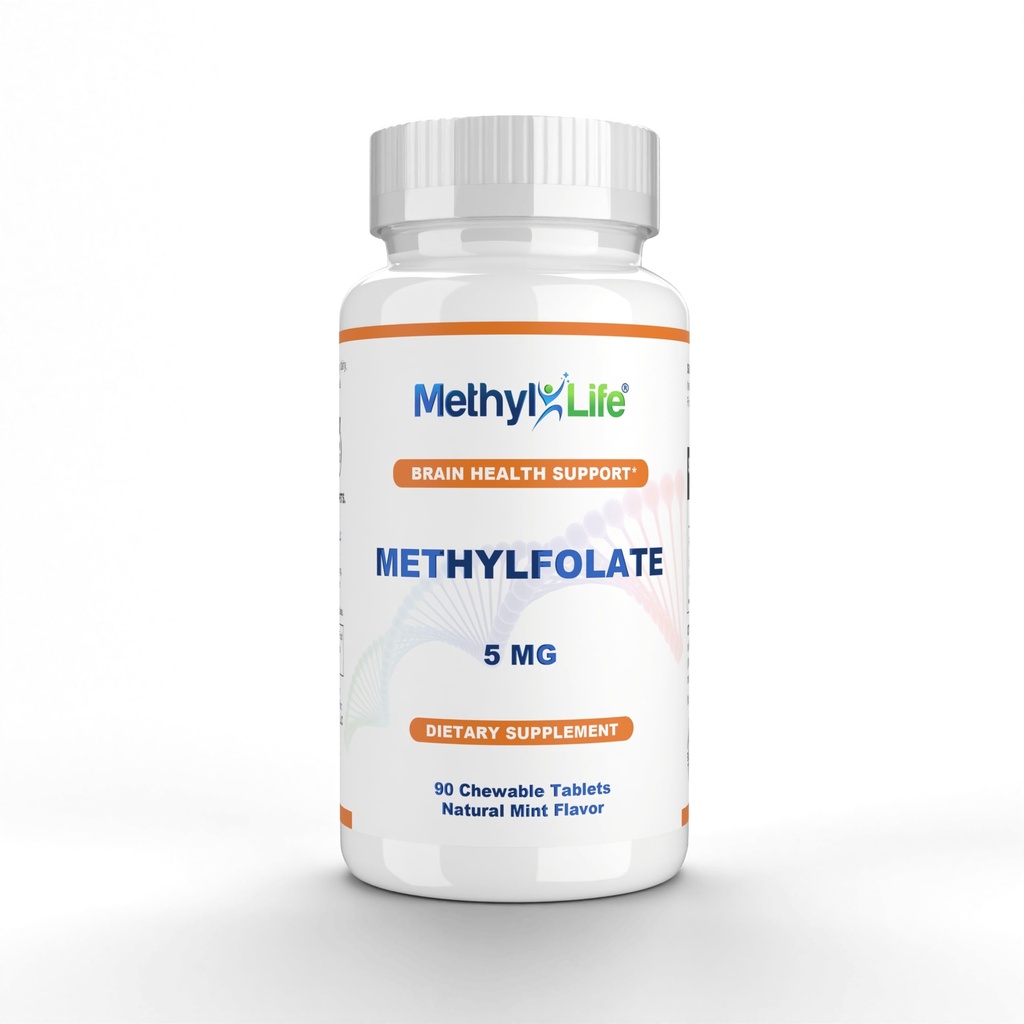 Methylfolate 5 mg - ultrapure Form of Cerebrofolate® (L-5-MTHF,dis) | Vegan, Non-GMO, Gluten-Free | 90 Chewable Tabletler