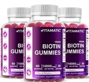 Vitamatic Biotin Gummies 10.000 mcg for Stronger Saç, Skin & Nails - 60 Vegan Gummies - Ayrıca B7 (3 Şişe)