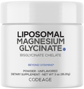 Codeage Liposomal Magnesium Glycinate Powder, Bisglycinate, Unflavored, 3oz