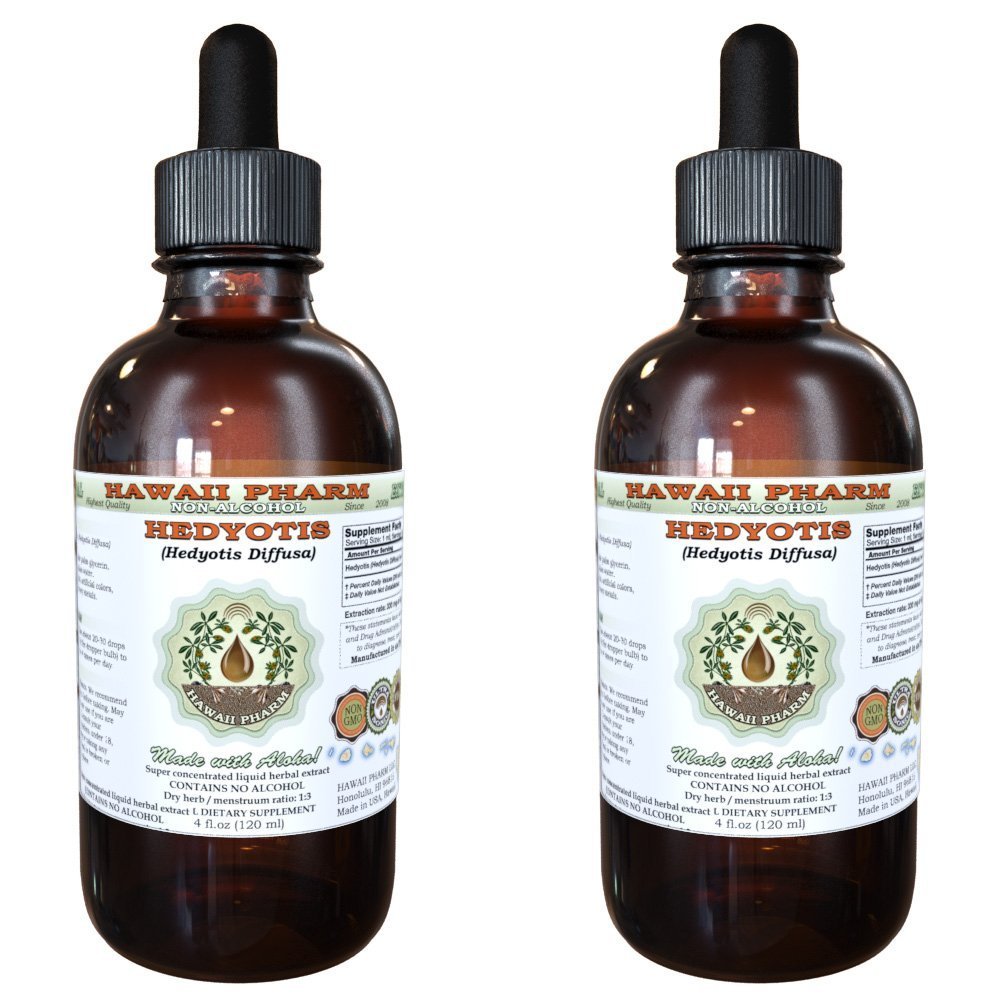 Hawaii Pharm Hedyotis Alcohol-Free Liquid Extract, Hedyotis (Hedyotis Diffusa) Herb Glycerite Natural Herbal Supplement 2x2 oz
