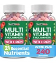 YUM-V'S Kids Multivitamin with Iron - Kids Chewable Multivitamin - Vitaminler + Iron Supplement - 2 Yıl Yaşlı+ için Toddler Vitaminleri, Halal, Gluten Free 120 (Paket 2