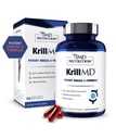 1MD Beslenme KrillMD - Antarktika Krill Oil Omega 3 Supplement with Astaxanthin, EPA, DHA | 2X Daha Etkili Balık Yağı | 60 Softgels