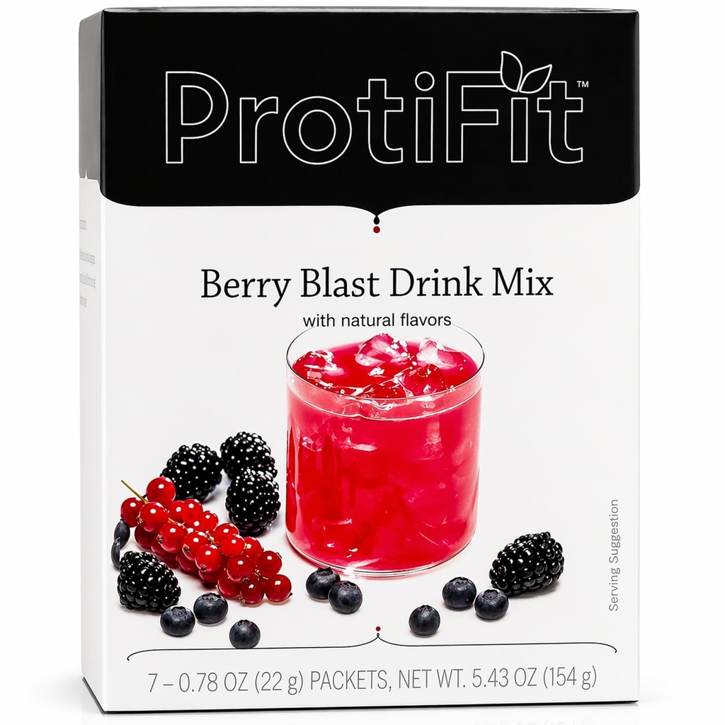 ProtiFit - Yüksek Protein Meyvesi Flavored Toz İçecek Mix, 15g Protein, Low Calorie, Sugar Free, Ideal Protein Uyumlu, 7 Servisler Per Box (Berry Blast)