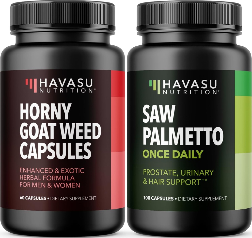 AKSU NUTRITION Horny Goat Weed Capsules (30 hizmet) & Saw Palmetto Capsules (100 hizmet)