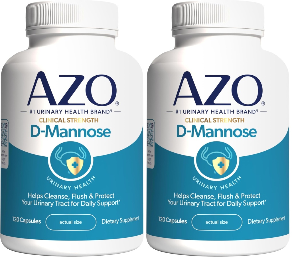 AZO D Mannose Urinary Tract Health, Cleanse, Flush & Koruma Urinary Tract, No.1 Pharmacist Önerilen Brand, Klinik Kuvvet, Non-GMO, 120 Count (Pack of 2)
