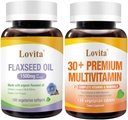 Lovita Cold-Pressed Flaxseed Oil & Premium Multivitamin for Yetişkinler 30+ Nutrients (Vejetary)