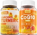 Sugar Free Turmeric Curcumin Filled Gummies 550 mg & CoQ10-250 mg Filled Gummies, Immune, Digestive Health, Cellular Energy & Antioksi Support
