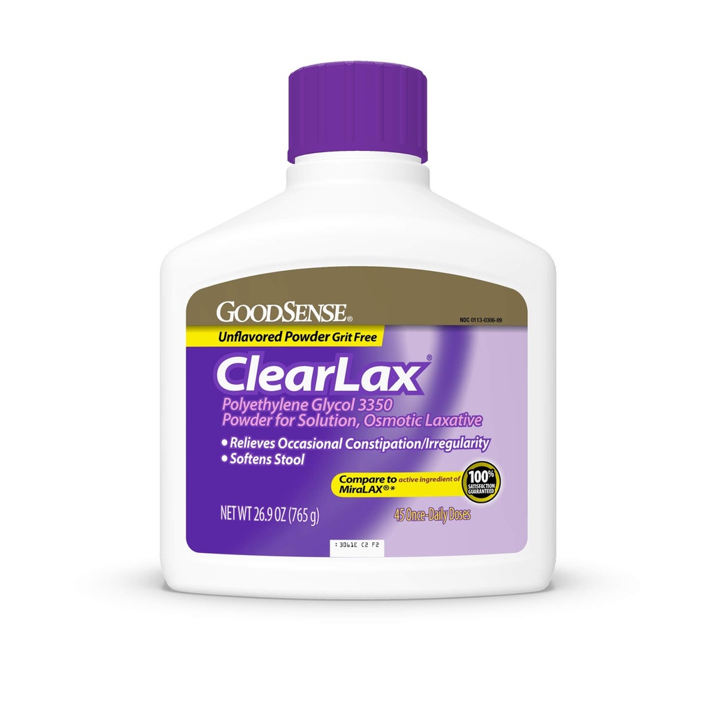 GoodSense Cool Glycol 3350 Toz Çözüm için, Osmotic Laxative, Softens Stool, Relieves Occasional Constipation, 26.9 Ounce