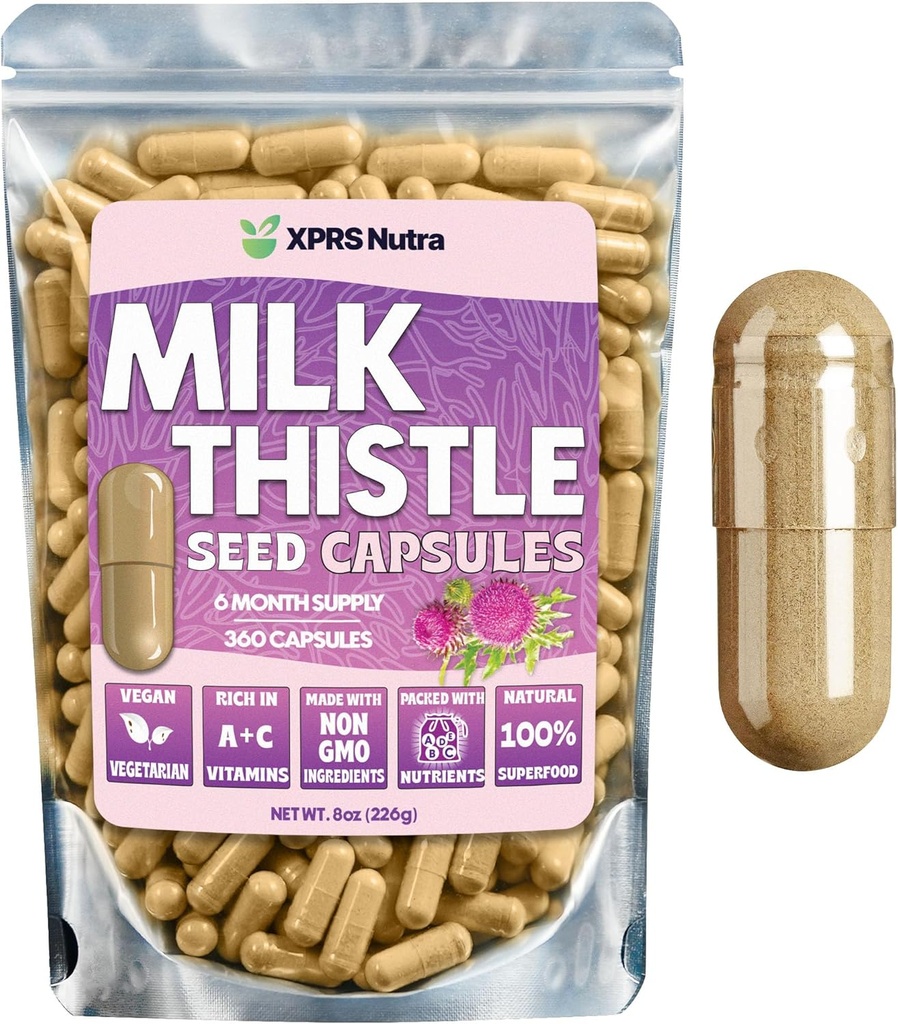 Süt Butle Tohum Capsules - 360 Kont (6 Ay Supply) Premium Milk Butle Supplement Rich in Silymarin to Support the Liver and Digestion - Pure, Non-GMO Cardo Mariano Milk Butle Pills