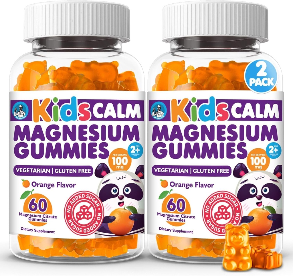 Dr. Moritz Calming and Relaxing Kids Magnezyum Gummies, Non-GMO ve Low Sugar Magnezyum Kids Chewy Supplements, Sleep Gummies Kids, Orange Flavor