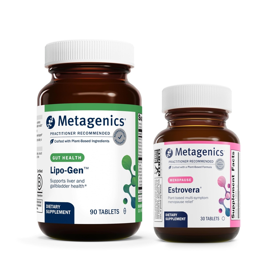 Metagenics Bundle - Lipo-Gen & HerWellness Estrovera - 90 Tablets of Lipo-Gen for Liver & Gallbladder Support* - 30 Tablets of Estrovera for Hot Flashes, Menopause Relief & Night Sweats*