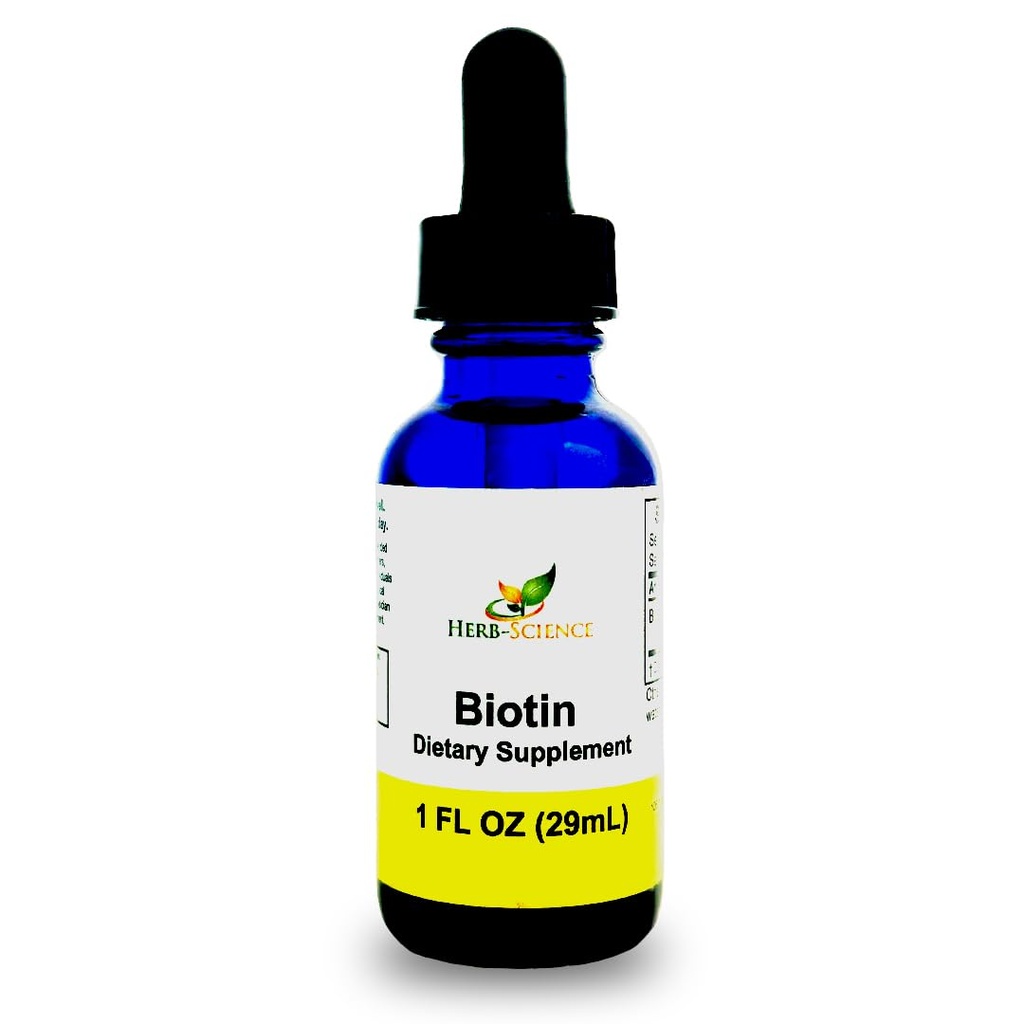 Sıvı Biotin B7 – Yüksek Tahsiyon, Cold-Pressed D-Biotin USP, Vegan, Alkol-Free, Sublingual Drops, No Yapay Flavors, Blue Cobalt Glass Şişe Potency & Length - 1 oz