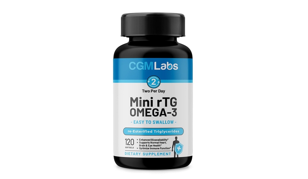 rTG Omega 3 Balık Yağ Diyeti Tamam - Yüksek Abhidrasyon ve Hızlı Yasası, Anchovy'den Burpless Fish Oil Supplement. re-estered Triglyceride w/EPA & DHA (as rTG) 960mg Laboratuvarları - CGM Laboratuvarları tarafından 120 Softgel