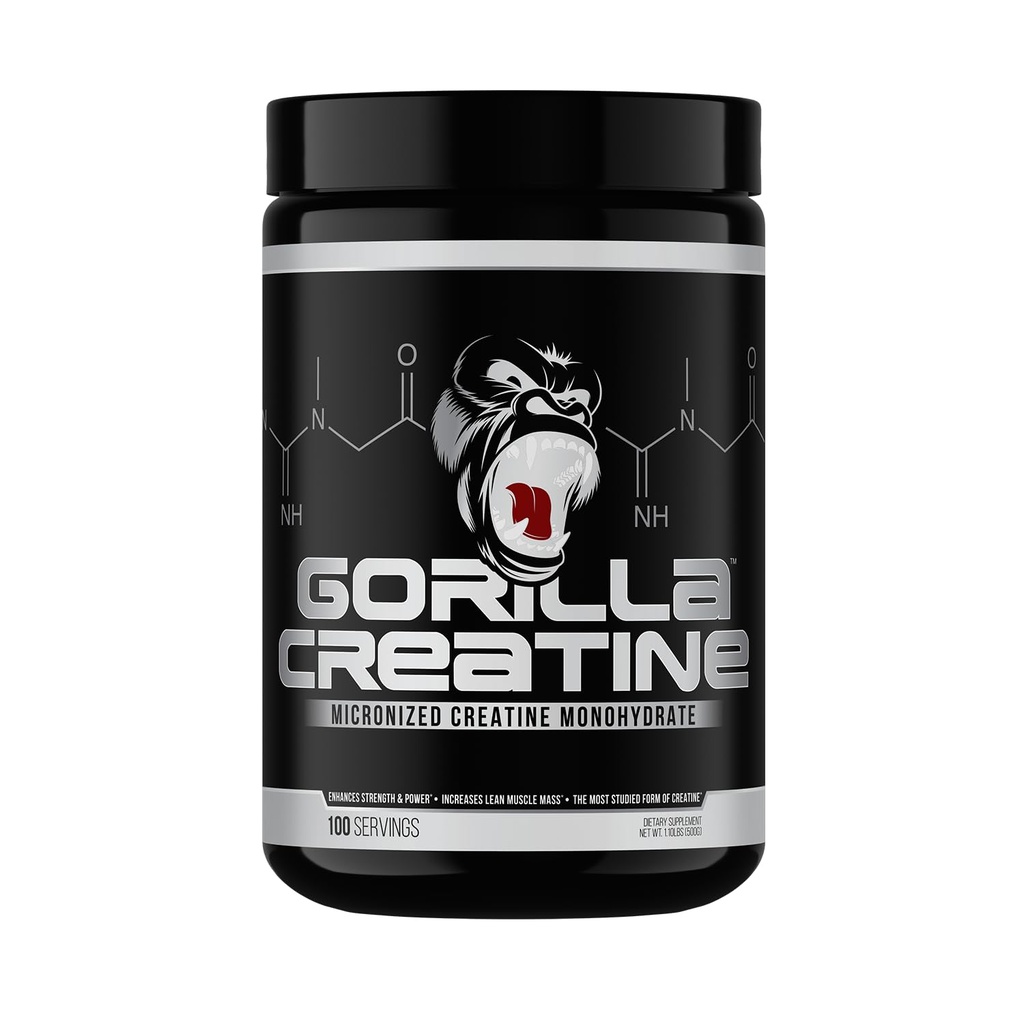 Gorilla Mind Kretine Monohidrat Mikronized Toz, Geliştirilmiş Kas Boyutu, Güç Çıktısı ve Güçlü, Hizmet Için 5 Grams, 100 Hizmet