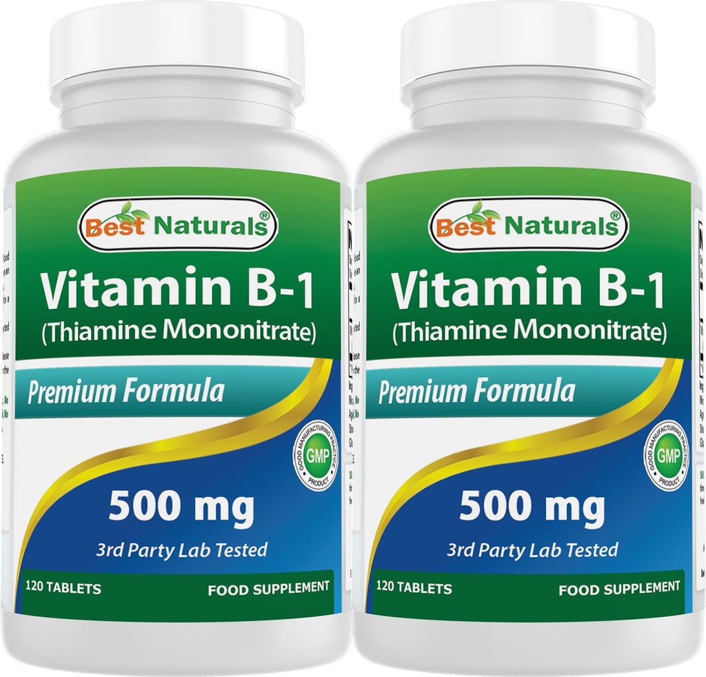 En İyi Doğal Vitamin B1, Thiamine Mononitrate 500 mg Tabletleri (120 Kont (Pack of 2)) olarak