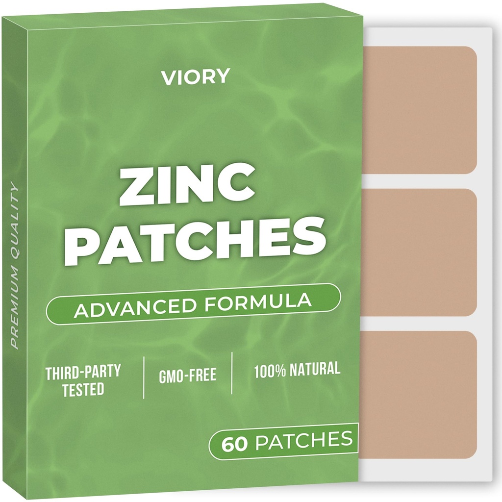 Çinko Patches ( 60'ın paketi) - Kadınlar ve Erkekler için% 100 Doğal Patch - Biotin - Immune & Body Support - Geliştirilmiş Formula