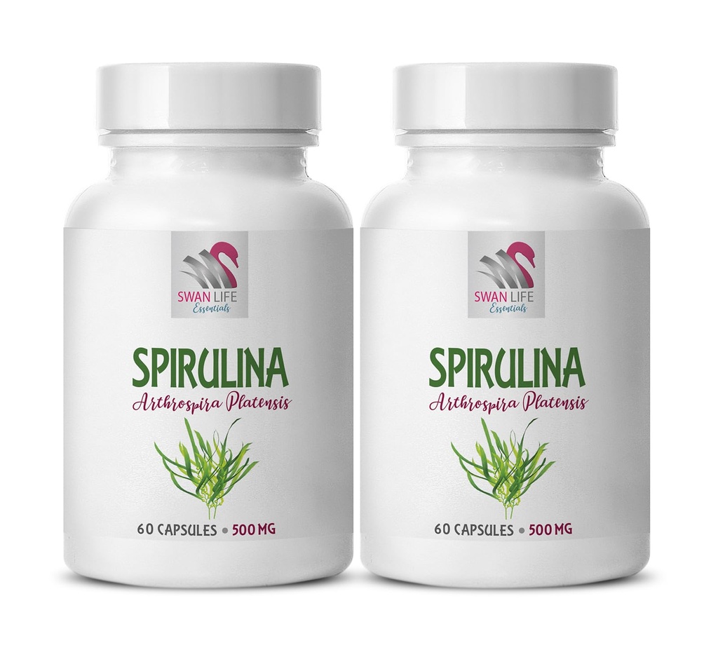 spirulina and chlorella powder organic - blue spirulina organic - SPIRUILINA 500MG - energy bits spirulina chlorella tablets, spirulina capsules, spirulina powder organic, memory support - 2 Bottles