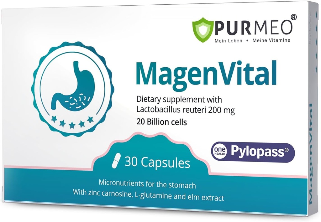 1 Yüksek Potency H. Pylori Tedavisi Probiyotikler - Gastritis Support - 1 Per Day - Pylopass Lactobacillus Reuteri DSM17648 - Almanya'da Soğutma İhtiyaç Yok - Made in Germany