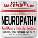 Neuropati Yardım Kremi - Ayak Elleri için Max Yardımı - Ultra Güçlü Menthol, Arnica, Aloe Vera, MSM, Natural Soothing Nerve Relief - Extra Large 8 ozz