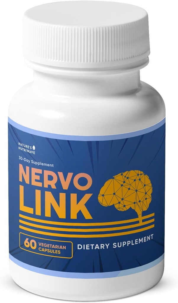 Nervolink - Nerve-Dep & Energy Boost için% 100 Doğal Supplement, Reishi, Shiitake ve Lion's Mane Mushrooms, USA'da Made in - GMO - 60 Capsules, 1 Ay Supply