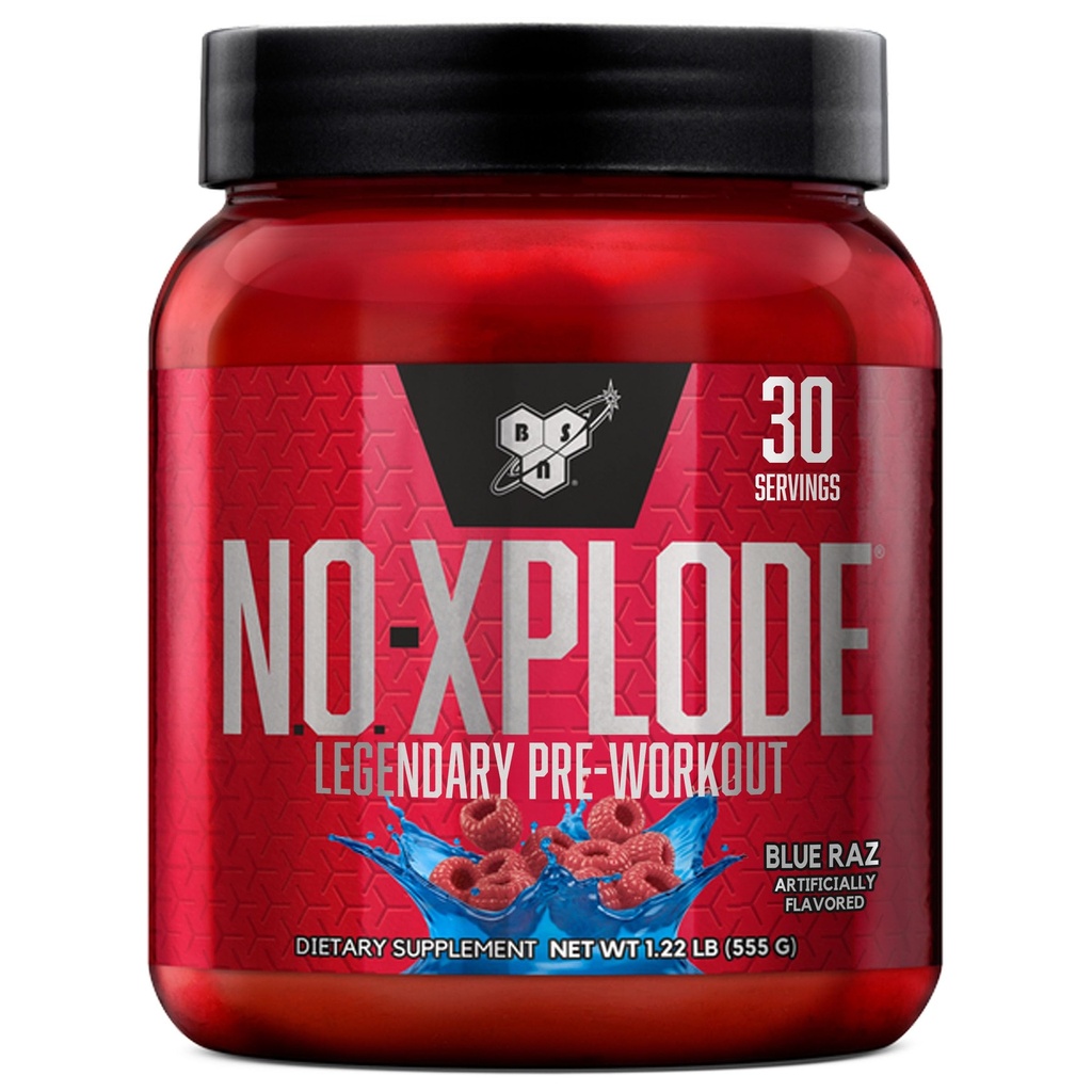 BSN N.O.-XPLODE Pre Workout Toz, Blood Supplement for Men and Women with Kretine and Beta-Alanine, Flavor: Blue Raz, 30 Hizmetler