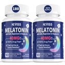 Yetişkinler için Melatonin 40 mg - Hızlı Dissolve & Chewable Sublingual Sleep Supplement - Ekstra Kuvvetli Melatonin D3 & MSM, Selenium for Health Rest Cycle, Deep Zzzs, Sugar-Free, 180 Servisler