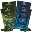 ENERbitler/RECOVERYbits - Organik Spirulina & Chlorella Tabletler - Tek Bir Örnek Paketler - Algae Superfood - Yüksek protein, Chlorophyll - Self Care - Vegan, Keto, Gluten Free - 4 Çanta, 30/Bag