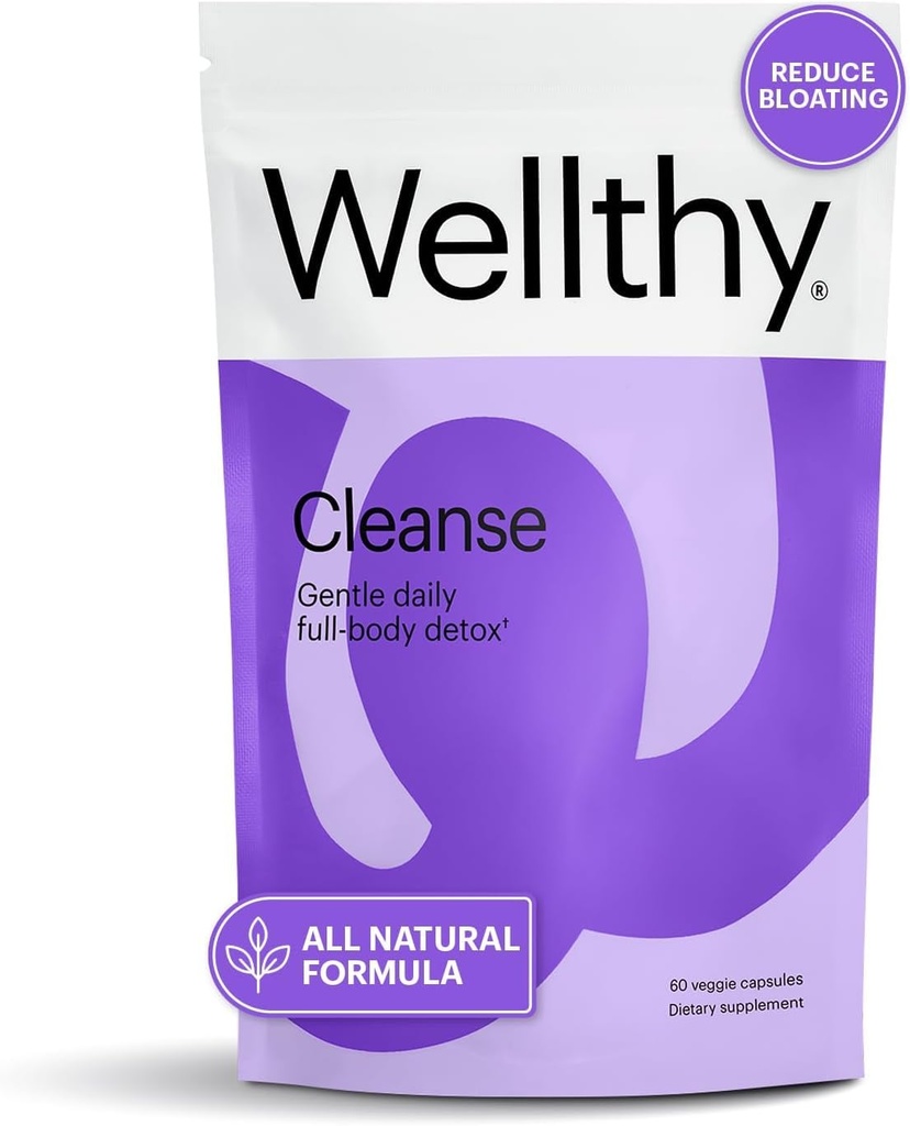 Wellthy Full Body Detox ve Immune Support - Gelişmiş Digestive Health, Gut Cleanse ve Bloating Relief - All Natural Formula with Milk Thistle, Dandelion Extract and L-Carnitine | 30-Day Supply