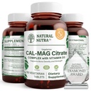 Doğal Nutra Cal-Mag D3,1000/500 mg Kompleksi, Kemik Yoğunluğu, Kas ve Sinir Sağlığını Güçlendirmek, Sağlıklı Dişleri Korumaya Yardımcı Olmak, Yüksek Biyo kullanılabilir Kaynaklar, 100 Vegan Tabletler