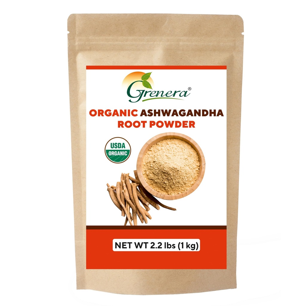Grenera Organik Ashwagandha Toz 2.2 lbs (35.2 Ounce) (Withania somnifera) - Organik, Vegan, Kosher Sertifikalı