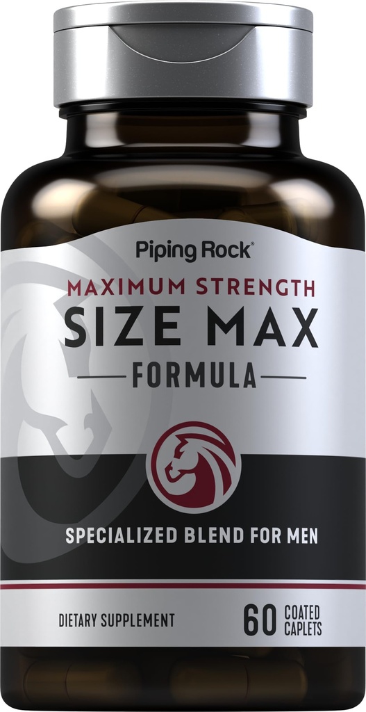 Piping Rock Size Max X Extract Supplement | 60 Coated Caplets | Formula Specialized for Men | Includes Zinc & Arginine | Non-GMO, Gluten Free
