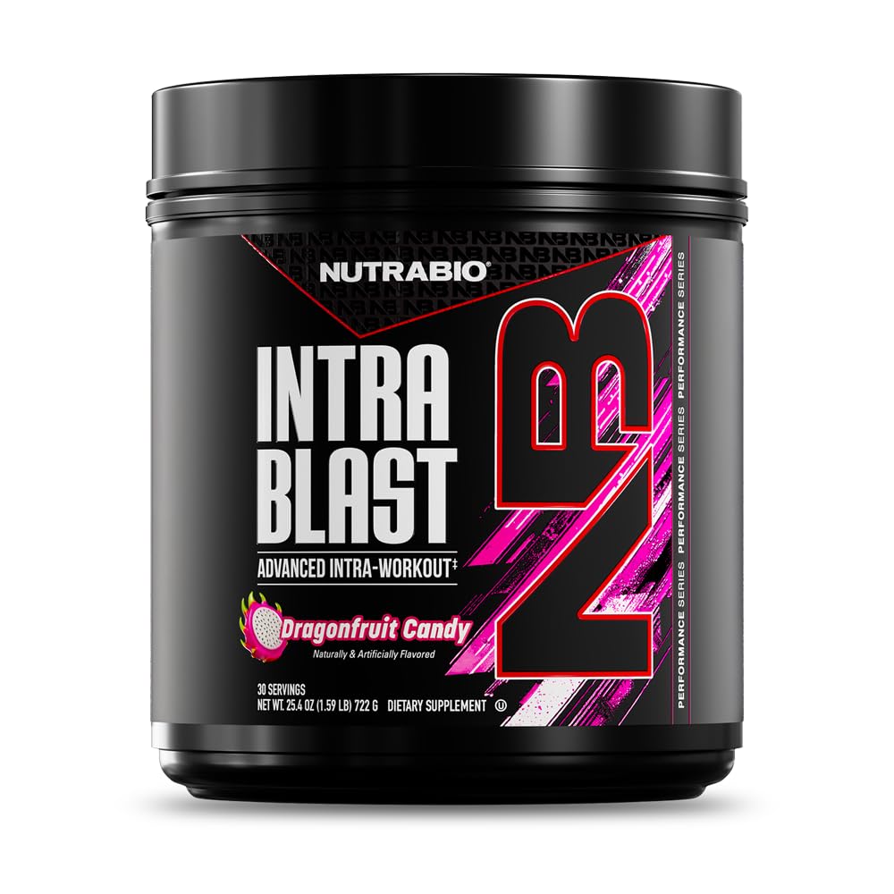 NutraBio Intra Blast Bcaa Tozlu Asit Supplement, Electrolyte & Hydration Blend, Intra, Pre Workout & Muscle Recovery, 20g Eaas Acids Toz, 5g Glutamine- Dragonfur Candy, 30 Hizmet