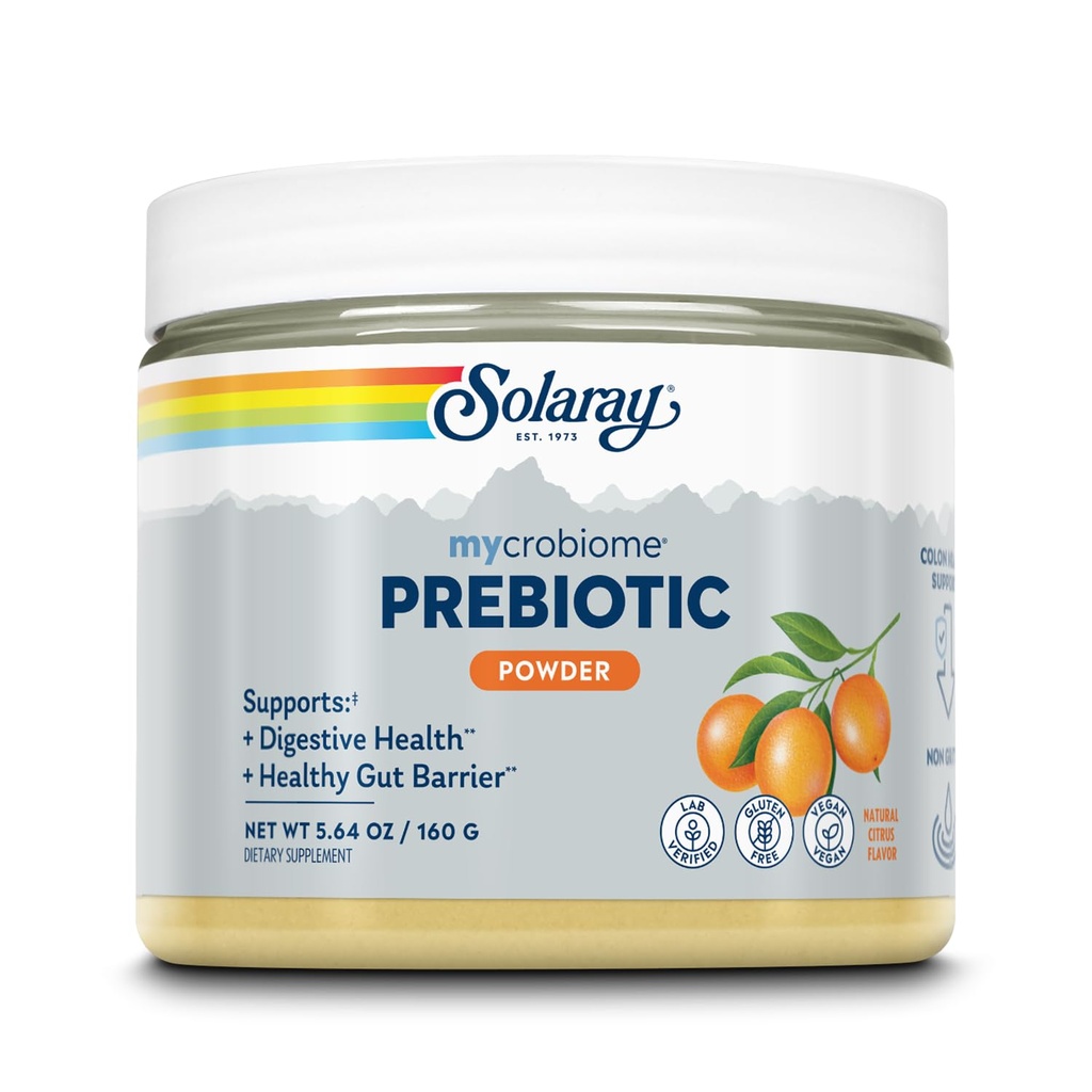 SOLARAY Mycrobiome Prebiyotik Toz, Kadınlar ve Erkekler için Prebiyotikler, Kolon ve Gut Health için Digestatif Beslenme Supplements, Easy-to-Mix, Non-Bloating Formula, Citrus Flavor, 20 Hizmetler, 5.64 OZ
