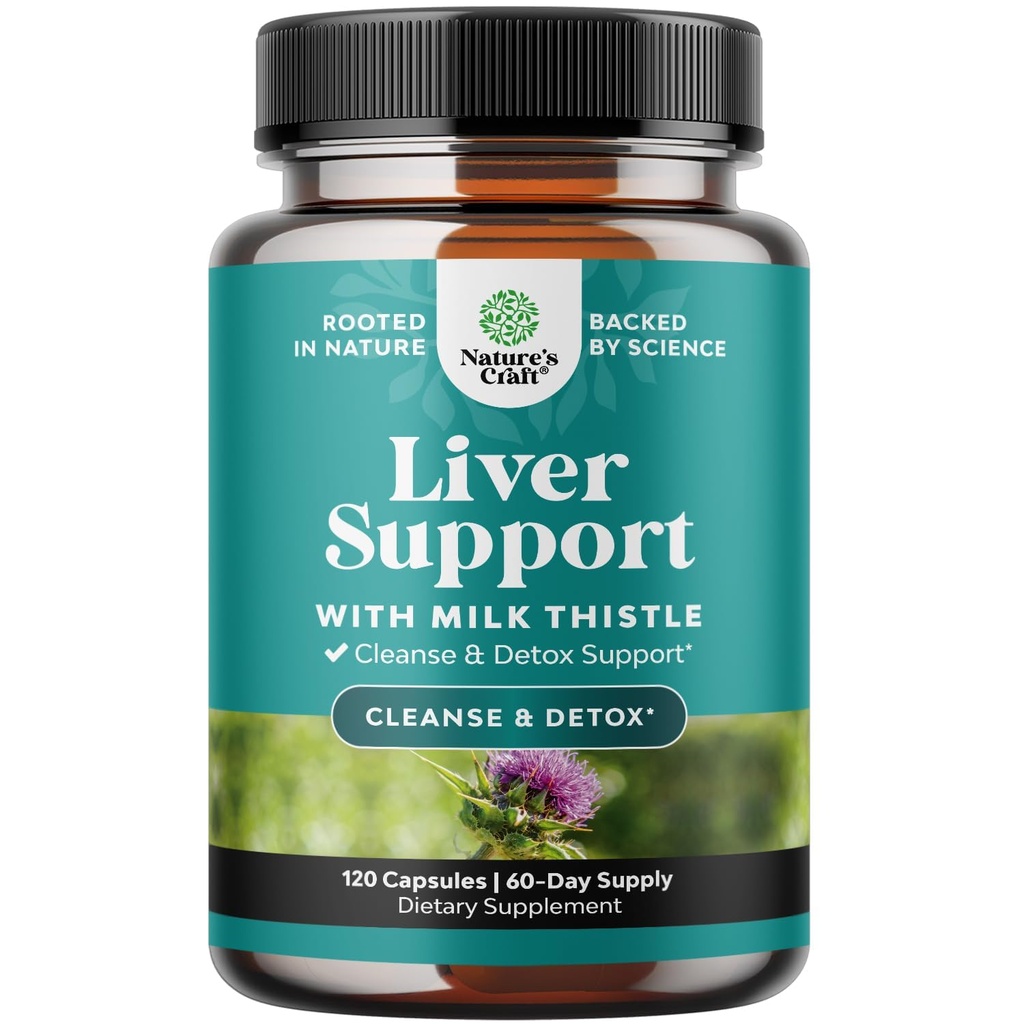 Natures Craft Liver Cleanse Detox & 120 Tamir Capsules - Herbal Liver Support Milk Butle Supplement - Silymarin Milk Butle Supplements with Dandelion Root, Choline, Beetroot & Artichoke Tür
