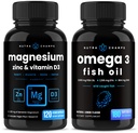 NutraChamps Magnezyum çinko & Vitamin D3 Capsules ve Omega 3 Fish Oil Capsules 2 Pack Sche