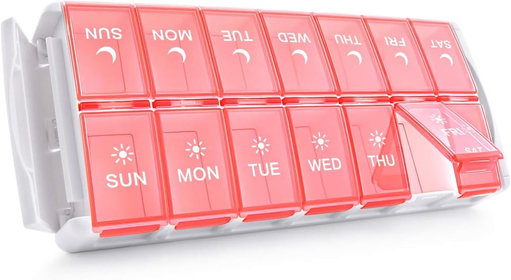 Took WeeklyMag Medicine Pill Organizer 2 Times a Day, Easy Fill AM PM Pill Box, Büyük Kapasite Quick-Refill 7 Day Pill Cases for Pills/Vitamin/Fish Oil/Supplements (Patent Registered)