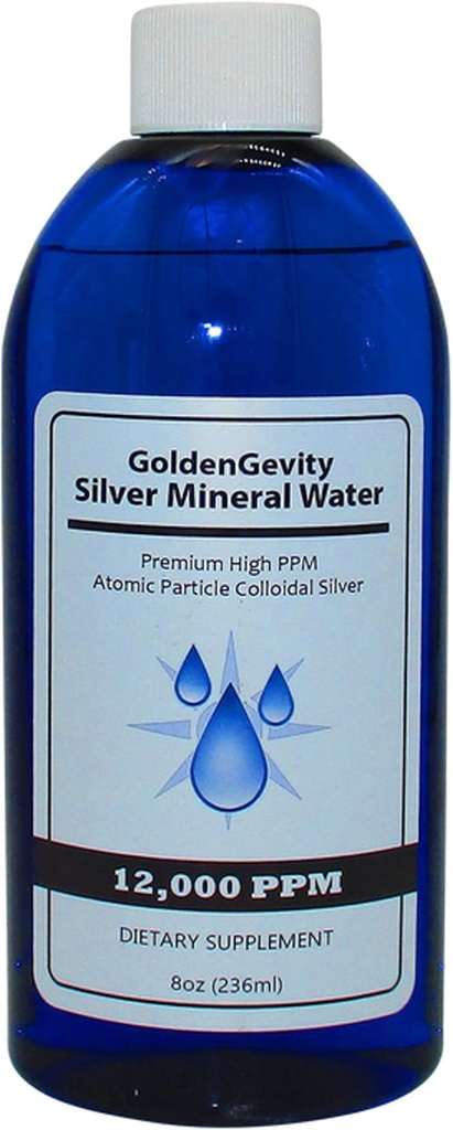 12.000 PPM Biyoaktif Atom Koloidal Gümüş, 8 oz | Non-Toxic, Non-GMO Trace Mineral Immune Support Supplement Supplement Supplement