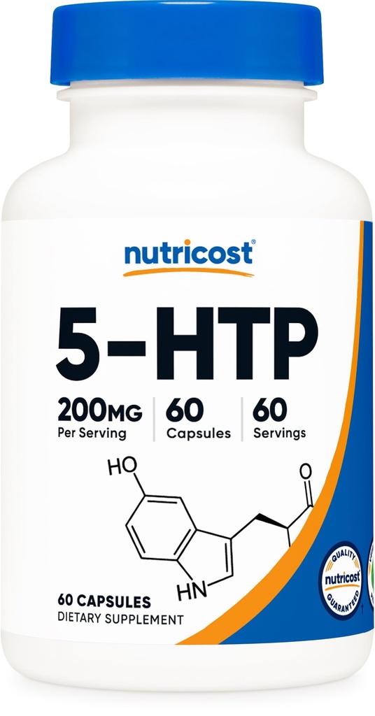 Nutricost 5-HTP 200 mg, 60 Vejetaryen Capsules (5-Hydroxytryptophan) - Non-GMO & Gluten Free