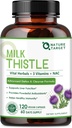 NATI TARGET Süt Butle Supplement for Liver Cleanse Detox & Tamir, Support Supplement with 350 mg of 30:1 Milk Butle Türlü Takvaat 10500 mg, 120 Veggie Capsules (60 Gün Supply)