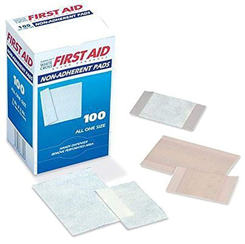 Economy Non-Adherent Pads, 3" x 4", Box of 100, Sterile Pads Protect Healing Wounds, Wound Care Supplies for Clinics, Training Rooms, At Home, Non-Stick Pads Aid Air Circulation, First Aid