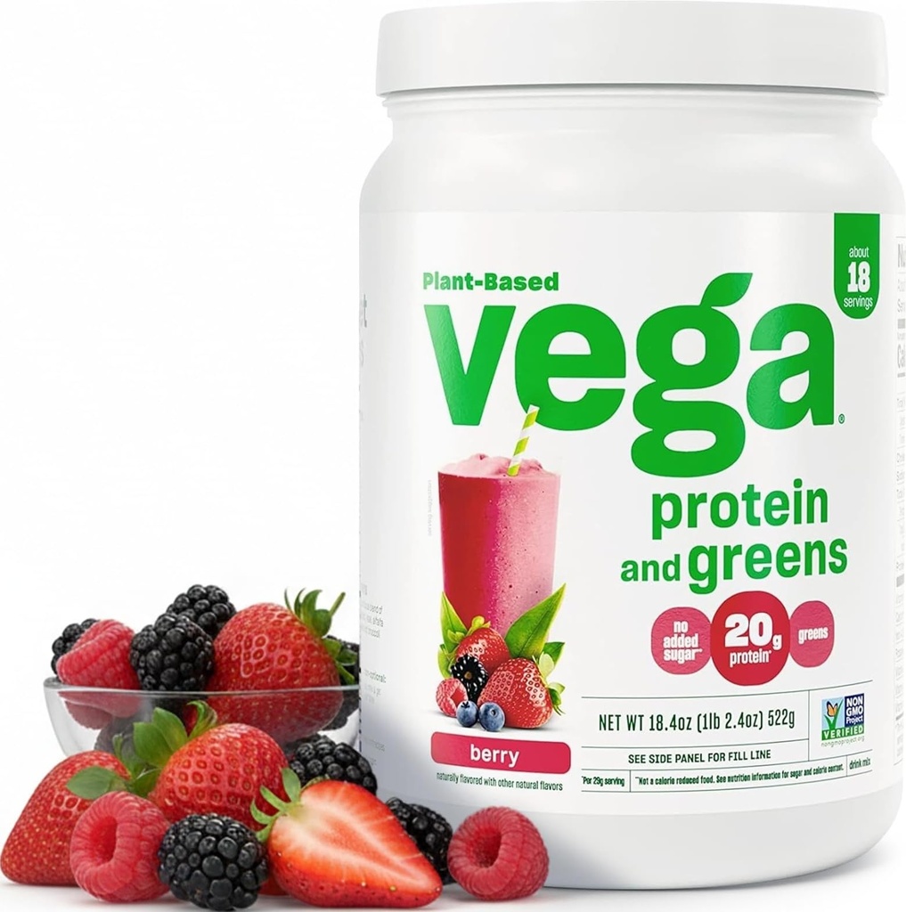 Vega proteini ve Yeşiller Protein Toz, Berry - 20g Plant bazlı Protein Plus Veggies, Vegan, GMO, Pea proteini for Women and Men, 1.2 lbs (Pazarlama Mayıs Vary)