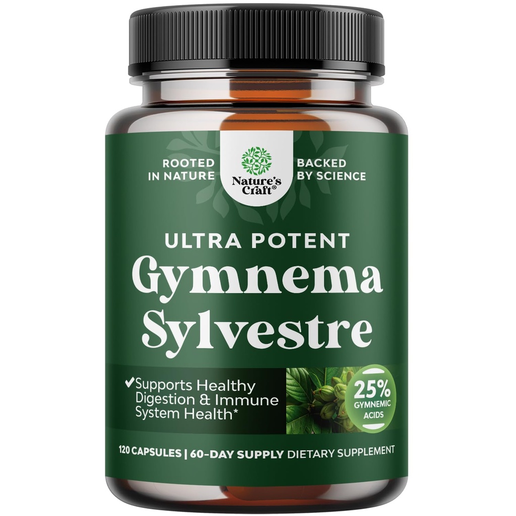 Gymnema Sylvestre Capsules - Helps Ease Cravings with Standardized Gymnemic Acids - Traditional Herbal Formula for Your Wellness - Supports Healthy Digestion & Energy - Vegan & Non GMO - 120 Count