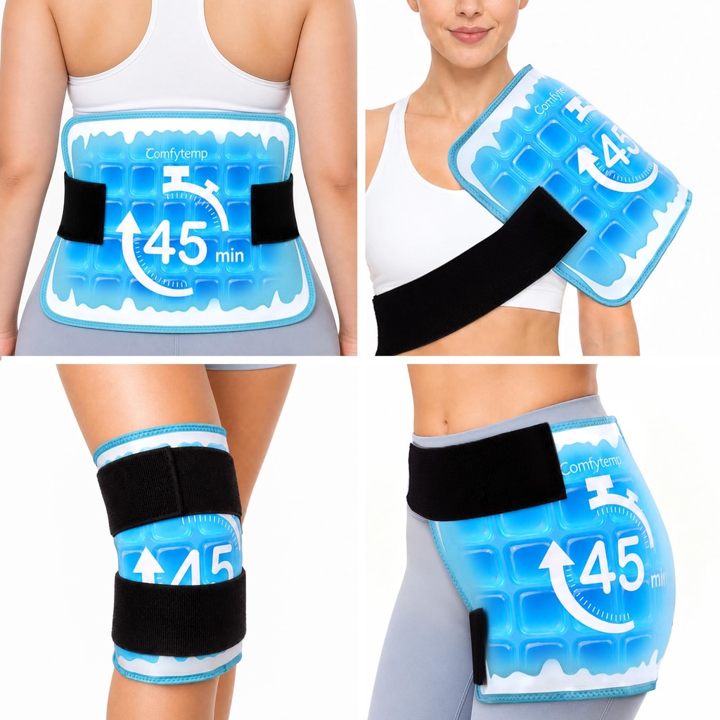 Comfytemp 45 Min Long Lasting Ice Pack for Injuries Reusable, Gel Ice Packs