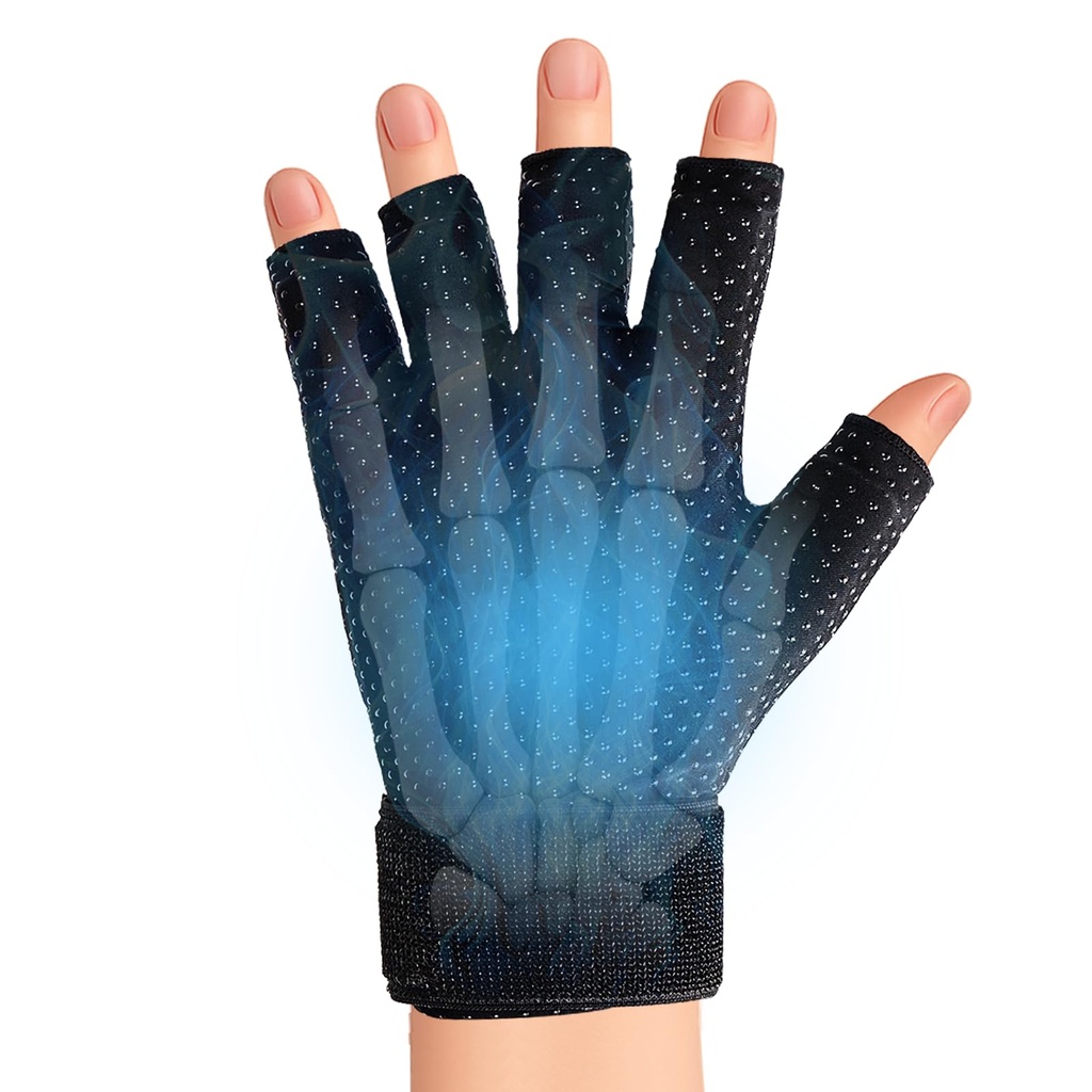 Finger Arthritis Compression Hand Ice Pack Gloves for Pain Relief, Adjustable Wrist Ice Pack for Hot & Cold Therapies, Reusable Black Non Slip Gel Ice Gloves Sleeve for Tendinitis, Carpal Tunnel