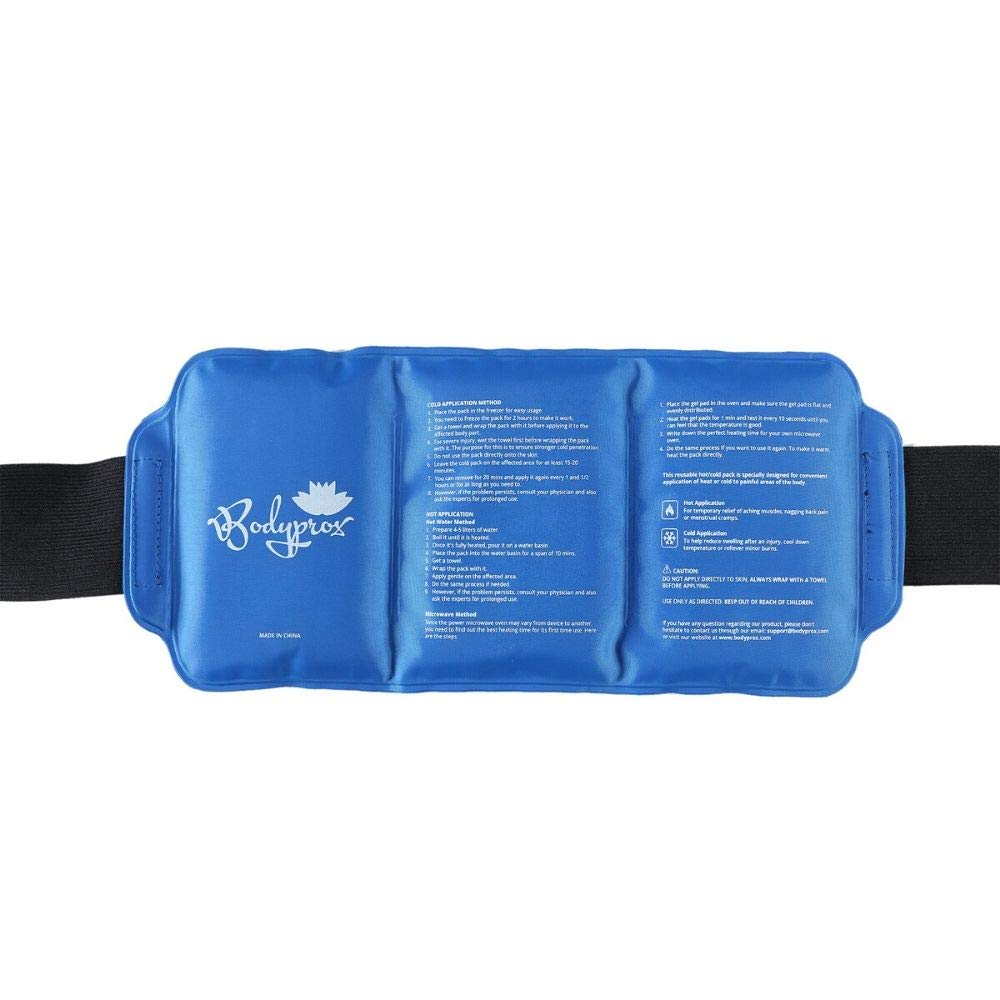 BODYPROX Pain Relief Ice Pack with Strap for Hot & Cold Therapy, Microwave Heat Pad for Back Shoulder, Neck, Waist, Calves and Hip