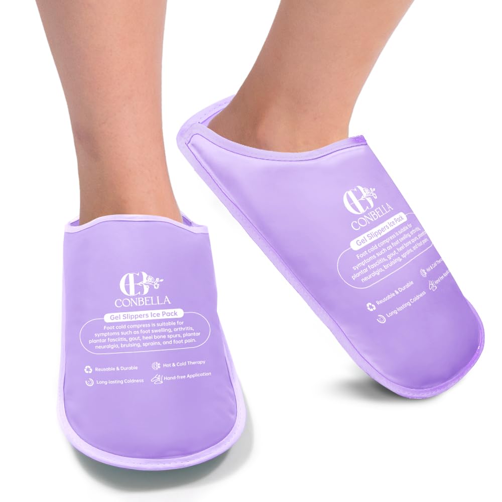 Gel Ice Pack Slippers for Foot Pain Relief, 1 Pair, Purple