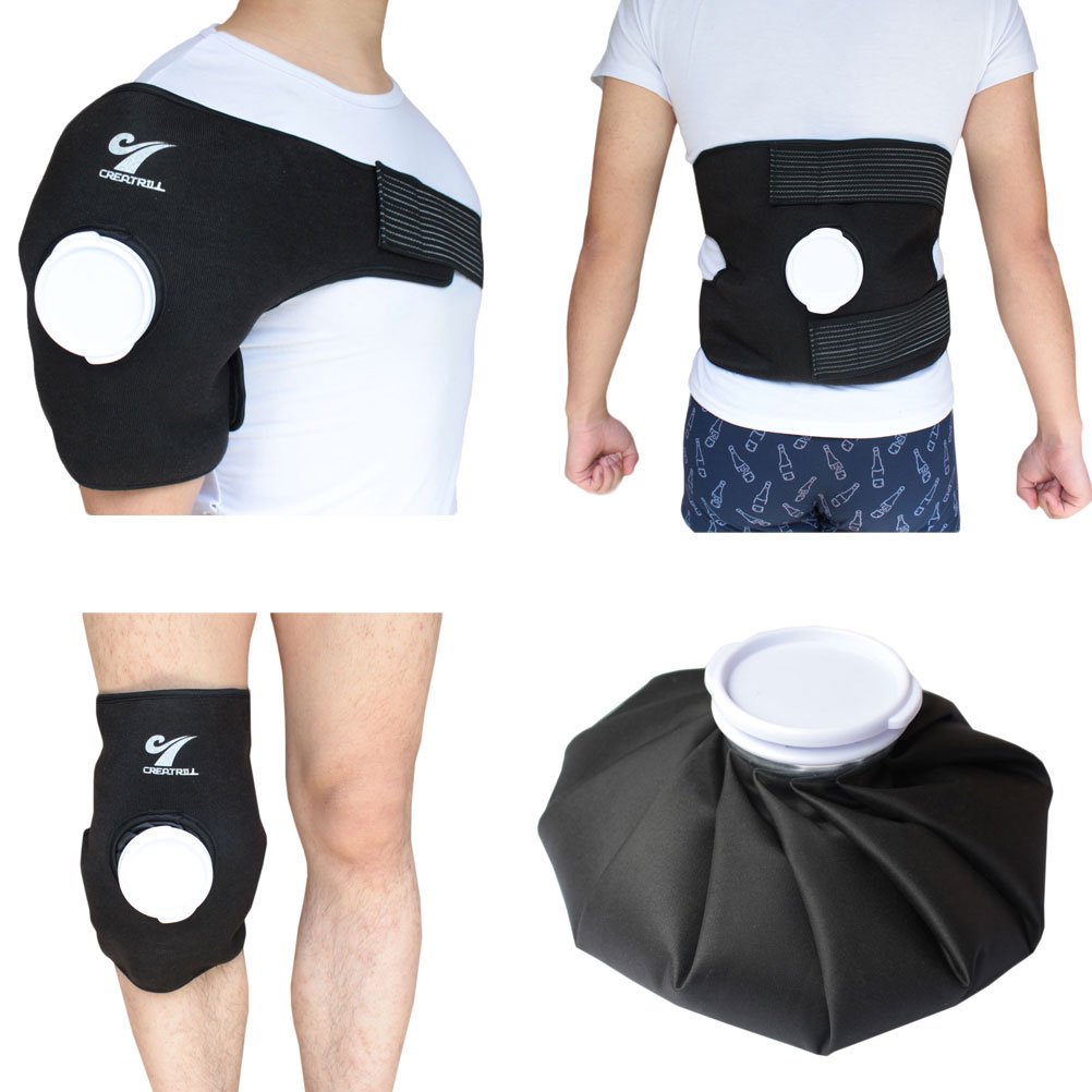 Reusable Hot Cold Therapy Ice Bag Pack (9") Neoprene Core Wrap with Elastic Strap, Portable Moist Heating Brace First aid Ice Compression Sleeves Pain Relief Pad